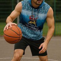 German Shepherd Christmas Sleeveless Hoodie with Walking in a Wonderland Quote and Santa Forest - Wonder Print Shop