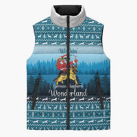 German Shepherd Christmas Sleeveless Puffer Jacket with Walking in a Wonderland Quote and Santa Forest - Wonder Print Shop