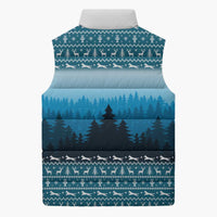 German Shepherd Christmas Sleeveless Puffer Jacket with Walking in a Wonderland Quote and Santa Forest - Wonder Print Shop