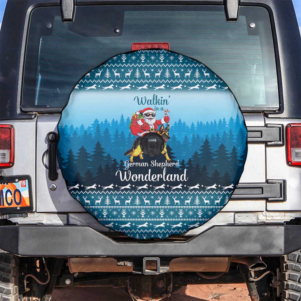 German Shepherd Christmas Spare Tire Cover with Walking in a Wonderland Quote and Santa Forest - Wonder Print Shop