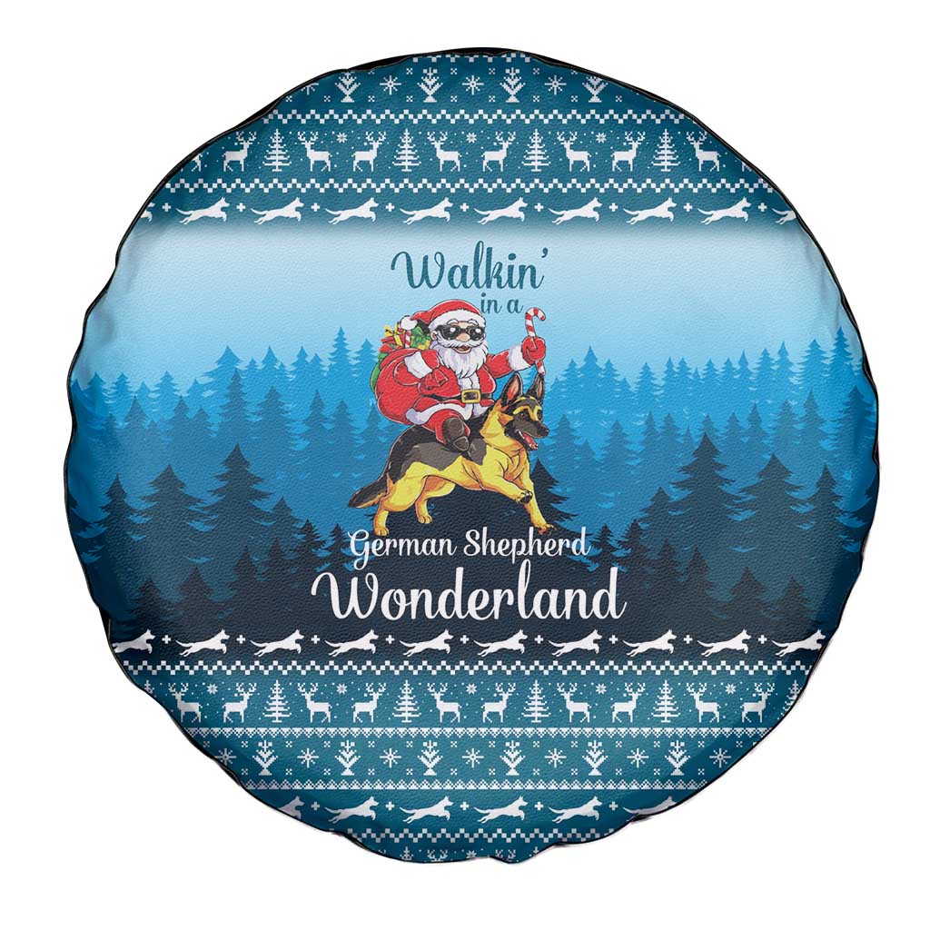 German Shepherd Christmas Spare Tire Cover with Walking in a Wonderland Quote and Santa Forest - Wonder Print Shop