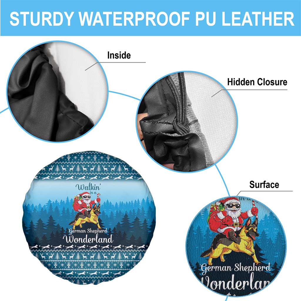 German Shepherd Christmas Spare Tire Cover with Walking in a Wonderland Quote and Santa Forest - Wonder Print Shop