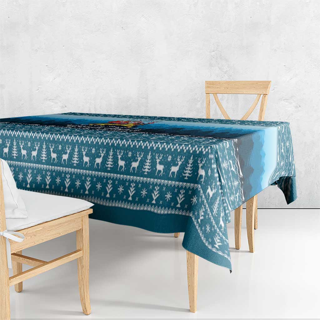 German Shepherd Christmas Tablecloth with Walking in a Wonderland Quote and Santa Forest - Wonder Print Shop