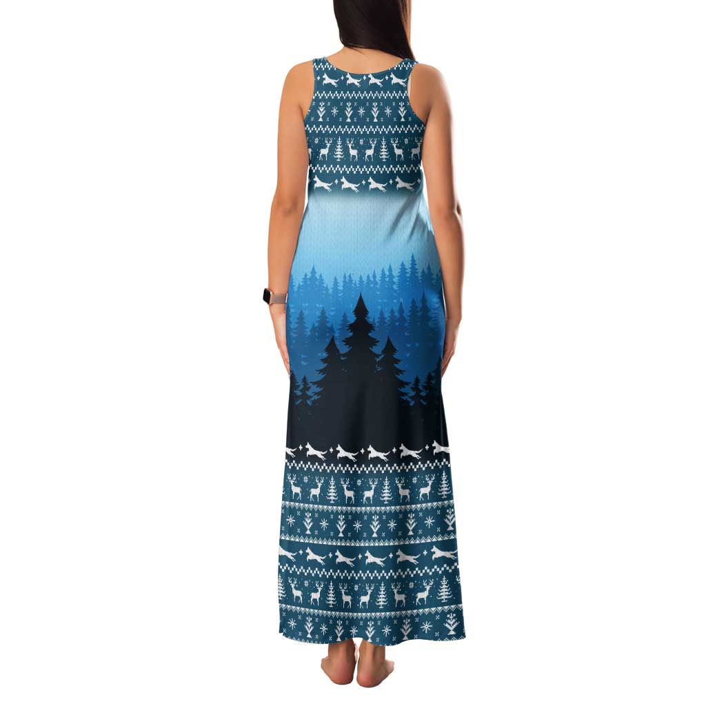 German Shepherd Christmas Tank Maxi Dress with Walking in a Wonderland Quote and Santa Forest - Wonder Print Shop
