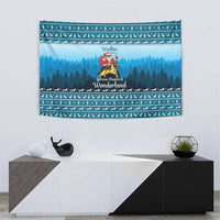 German Shepherd Christmas Tapestry with Walking in a Wonderland Quote and Santa Forest - Wonder Print Shop
