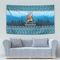 German Shepherd Christmas Tapestry with Walking in a Wonderland Quote and Santa Forest - Wonder Print Shop