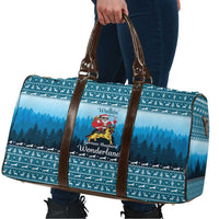German Shepherd Christmas Travel Bag with Walking in a Wonderland Quote and Santa Forest - Wonder Print Shop