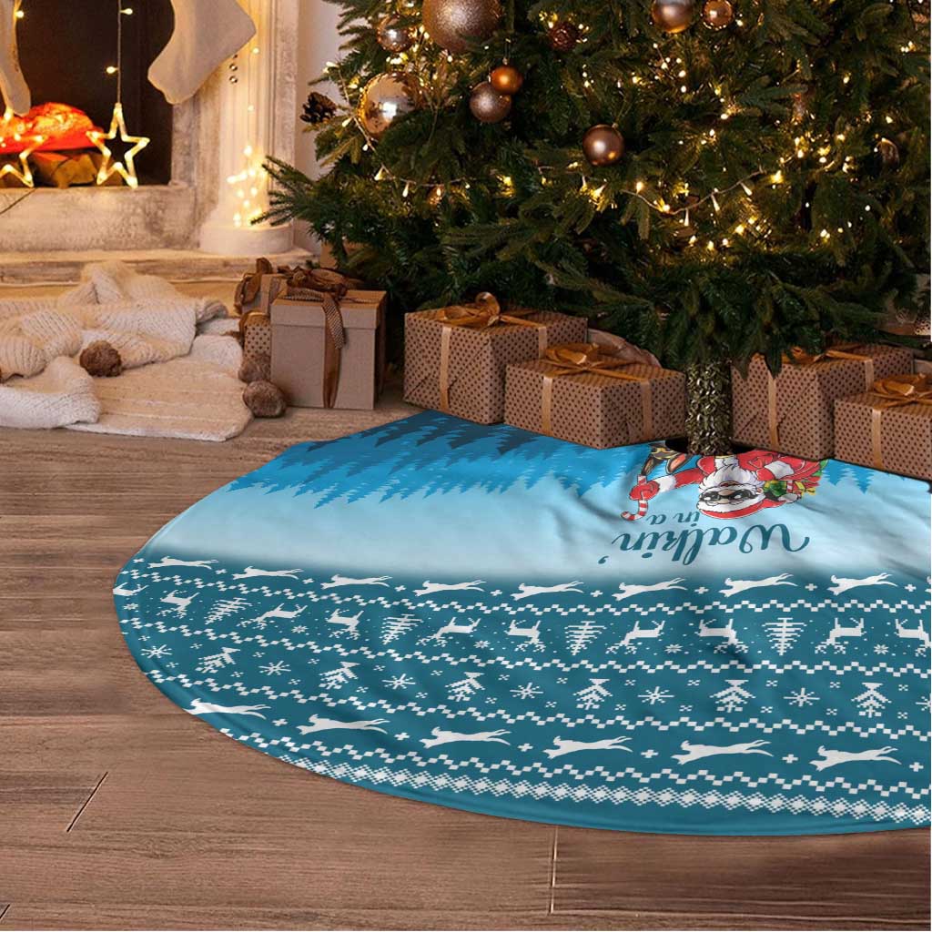 German Shepherd Christmas Tree Skirt with Walking in a Wonderland Quote and Santa Forest - Wonder Print Shop