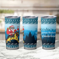 German Shepherd Christmas Tumbler Cup with Walking in a Wonderland Quote and Santa Forest - Wonder Print Shop