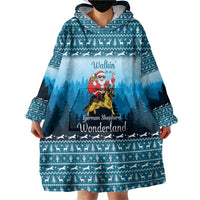 German Shepherd Christmas Wearable Blanket Hoodie with Walking in a Wonderland Quote and Santa Forest - Wonder Print Shop