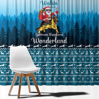 German Shepherd Christmas Window Curtain with Walking in a Wonderland Quote and Santa Forest - Wonder Print Shop