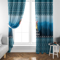 German Shepherd Christmas Window Curtain with Walking in a Wonderland Quote and Santa Forest - Wonder Print Shop