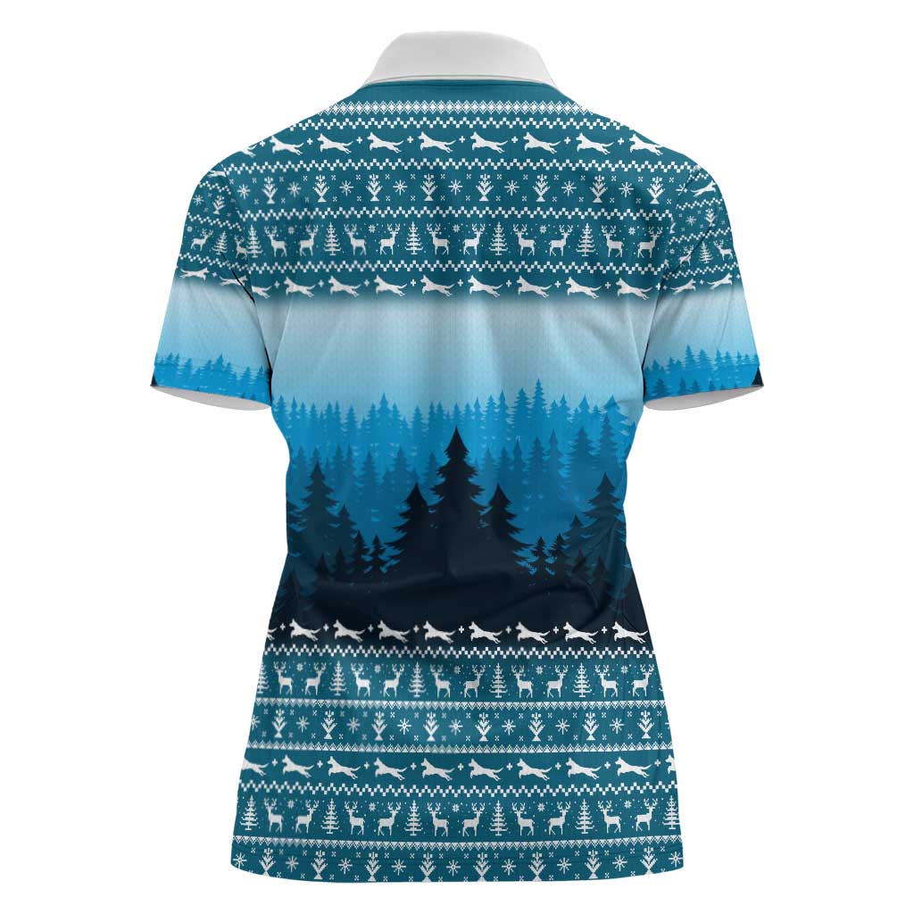 German Shepherd Christmas Women Polo Shirt with Walking in a Wonderland Quote and Santa Forest - Wonder Print Shop