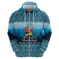 German Shepherd Christmas Zip Hoodie with Walking in a Wonderland Quote and Santa Forest - Wonder Print Shop