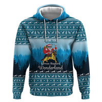 German Shepherd Christmas Zip Hoodie with Walking in a Wonderland Quote and Santa Forest - Wonder Print Shop