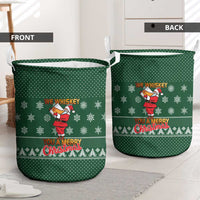 Funny Whiskey Christmas Laundry Basket with Santa Holding Mug and We Whiskey You a Merry Christmas Quote - Wonder Print Shop