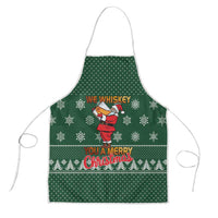 Funny Whiskey Christmas Apron with Santa Holding Mug and We Whiskey You a Merry Christmas Quote - Wonder Print Shop