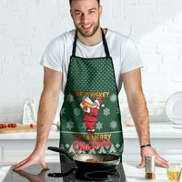 Funny Whiskey Christmas Apron with Santa Holding Mug and We Whiskey You a Merry Christmas Quote - Wonder Print Shop