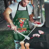 Funny Whiskey Christmas Apron with Santa Holding Mug and We Whiskey You a Merry Christmas Quote - Wonder Print Shop