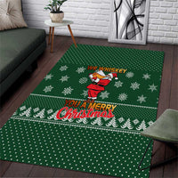 Funny Whiskey Christmas Area Rug with Santa Holding Mug and We Whiskey You a Merry Christmas Quote - Wonder Print Shop