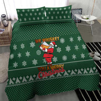 Funny Whiskey Christmas Bedding Set with Santa Holding Mug and We Whiskey You a Merry Christmas Quote - Wonder Print Shop
