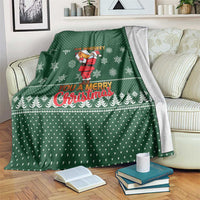 Funny Whiskey Christmas Blanket with Santa Holding Mug and We Whiskey You a Merry Christmas Quote - Wonder Print Shop