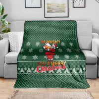 Funny Whiskey Christmas Blanket with Santa Holding Mug and We Whiskey You a Merry Christmas Quote - Wonder Print Shop