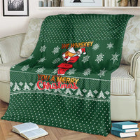Funny Whiskey Christmas Blanket with Santa Holding Mug and We Whiskey You a Merry Christmas Quote - Wonder Print Shop