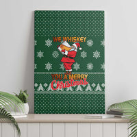 Funny Whiskey Christmas Canvas Wall Art with Santa Holding Mug and We Whiskey You a Merry Christmas Quote - Wonder Print Shop