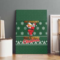 Funny Whiskey Christmas Canvas Wall Art with Santa Holding Mug and We Whiskey You a Merry Christmas Quote - Wonder Print Shop