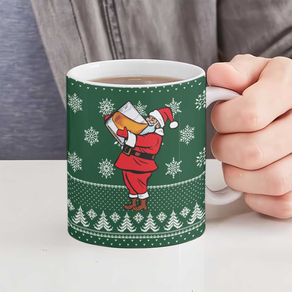 Funny Whiskey Christmas Ceramic Mug with Santa Holding Mug and We Whiskey You a Merry Christmas Quote - Wonder Print Shop