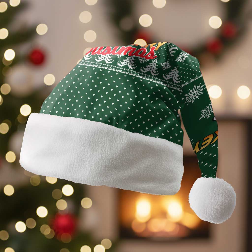 Funny Whiskey Christmas Santa Hat with Santa Holding Mug and We Whiskey You a Merry Christmas Quote - Wonder Print Shop