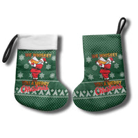 Funny Whiskey Christmas Stocking with Santa Holding Mug and We Whiskey You a Merry Christmas Quote - Wonder Print Shop