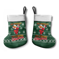 Funny Whiskey Christmas Stocking with Santa Holding Mug and We Whiskey You a Merry Christmas Quote - Wonder Print Shop
