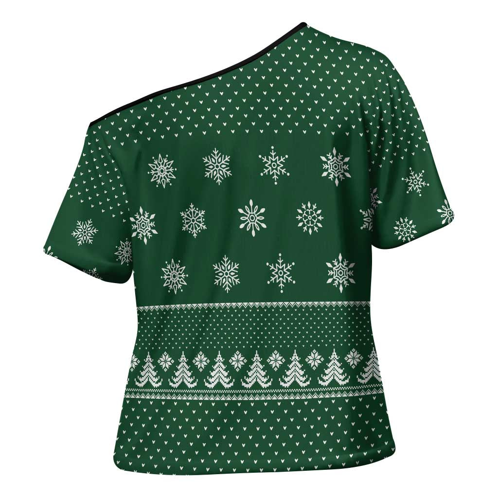 Funny Whiskey Christmas Cross Shoulder Shirt with Santa Holding Mug and We Whiskey You a Merry Christmas Quote - Wonder Print Shop