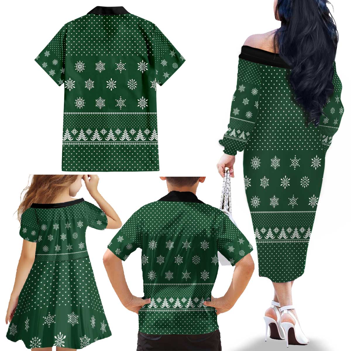 Funny Whiskey Christmas Family Matching Off The Shoulder Long Sleeve Dress and Hawaiian Shirt with Santa Holding Mug and We Whiskey You a Merry Christmas Quote - Wonder Print Shop