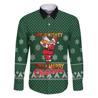 Funny Whiskey Christmas Family Matching Puletasi and Hawaiian Shirt with Santa Holding Mug and We Whiskey You a Merry Christmas Quote - Wonder Print Shop