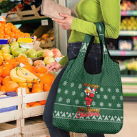 Funny Whiskey Christmas Grocery Bag with Santa Holding Mug and We Whiskey You a Merry Christmas Quote - Wonder Print Shop