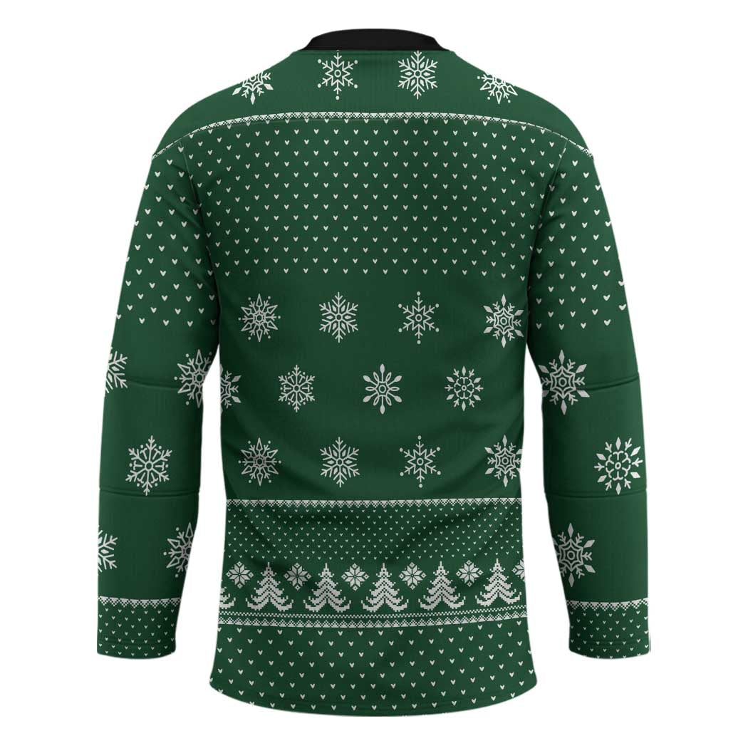 Funny Whiskey Christmas Hockey Jersey with Santa Holding Mug and We Whiskey You a Merry Christmas Quote - Wonder Print Shop