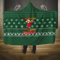 Funny Whiskey Christmas Hooded Blanket with Santa Holding Mug and We Whiskey You a Merry Christmas Quote - Wonder Print Shop