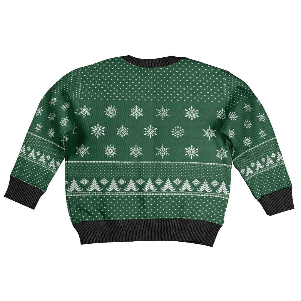 Funny Whiskey Christmas Kid Ugly Christmas Sweater with Santa Holding Mug and We Whiskey You a Merry Christmas Quote - Wonder Print Shop