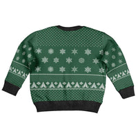 Funny Whiskey Christmas Kid Ugly Christmas Sweater with Santa Holding Mug and We Whiskey You a Merry Christmas Quote - Wonder Print Shop