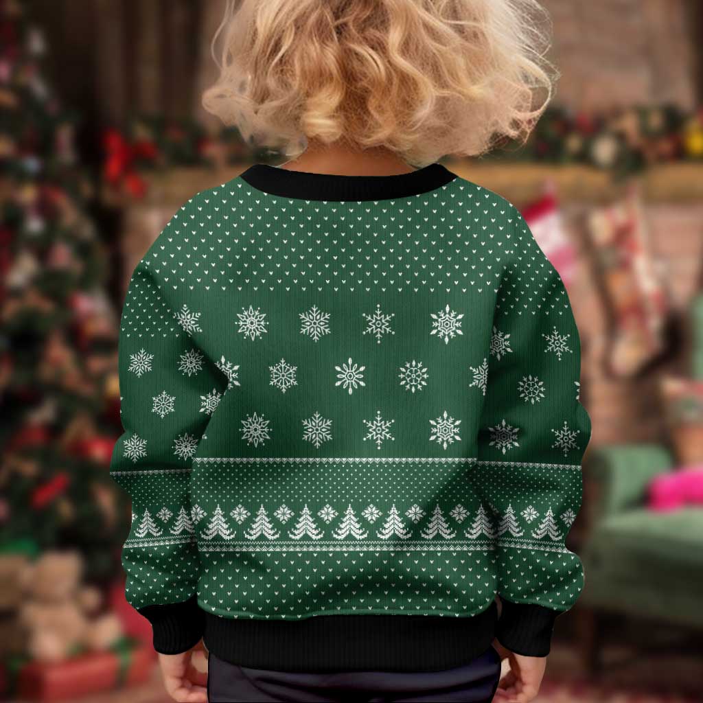 Funny Whiskey Christmas Kid Ugly Christmas Sweater with Santa Holding Mug and We Whiskey You a Merry Christmas Quote - Wonder Print Shop