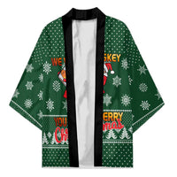 Funny Whiskey Christmas Kimono with Santa Holding Mug and We Whiskey You a Merry Christmas Quote - Wonder Print Shop