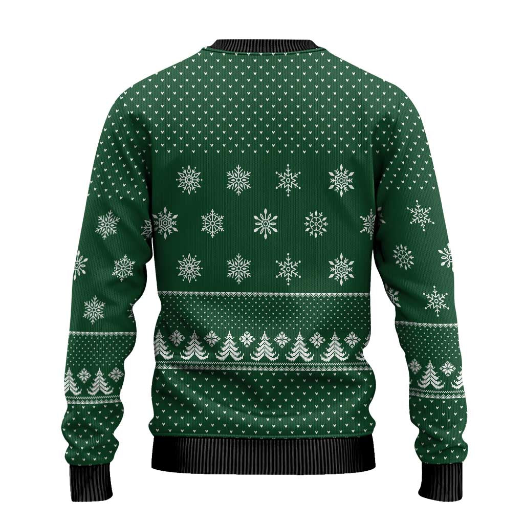 Funny Whiskey Christmas Ugly Christmas Sweater with Santa Holding Mug and We Whiskey You a Merry Christmas Quote - Wonder Print Shop