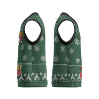 Funny Whiskey Christmas Knitted V-Neck Vest with Santa Holding Mug and We Whiskey You a Merry Christmas Quote - Wonder Print Shop
