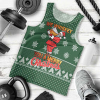 Funny Whiskey Christmas Men Tank Top with Santa Holding Mug and We Whiskey You a Merry Christmas Quote - Wonder Print Shop