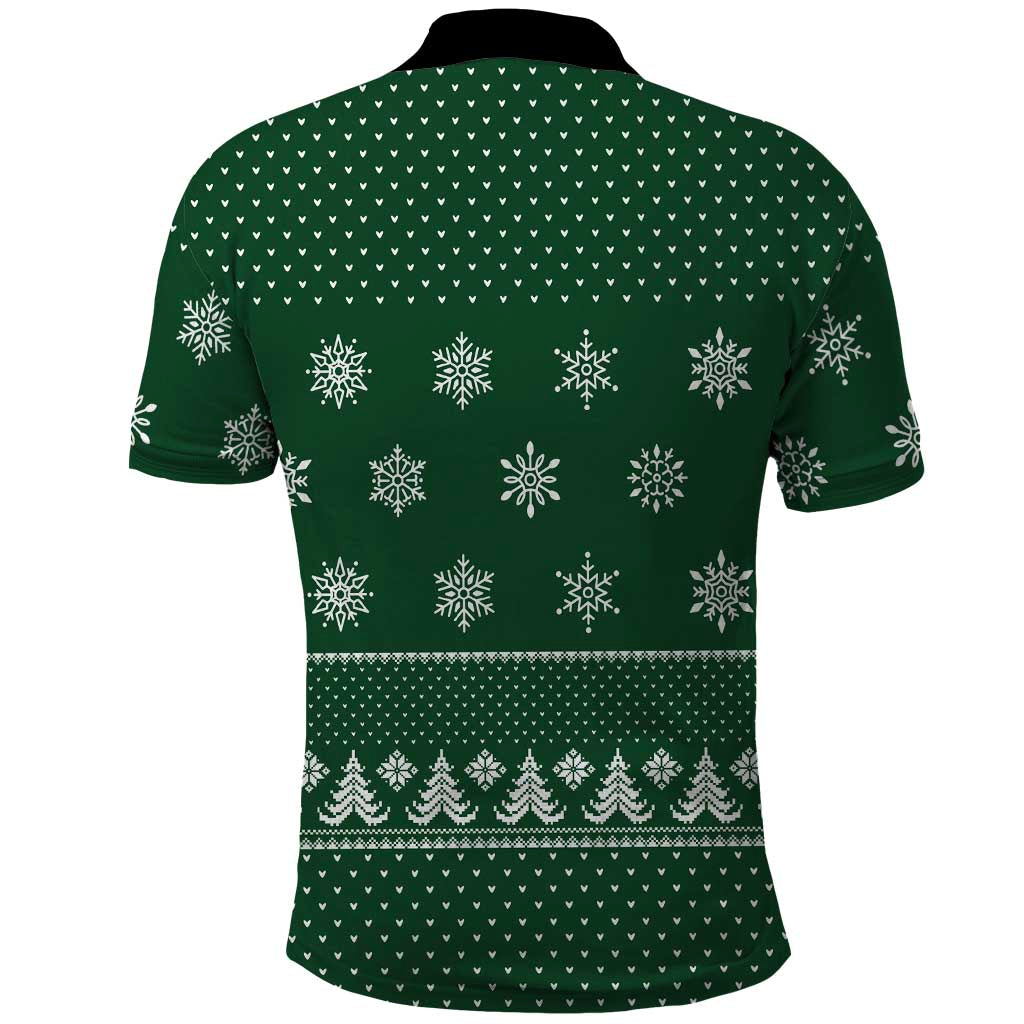 Funny Whiskey Christmas Polo Shirt with Santa Holding Mug and We Whiskey You a Merry Christmas Quote - Wonder Print Shop