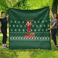 Funny Whiskey Christmas Quilt with Santa Holding Mug and We Whiskey You a Merry Christmas Quote - Wonder Print Shop