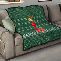 Funny Whiskey Christmas Quilt with Santa Holding Mug and We Whiskey You a Merry Christmas Quote - Wonder Print Shop